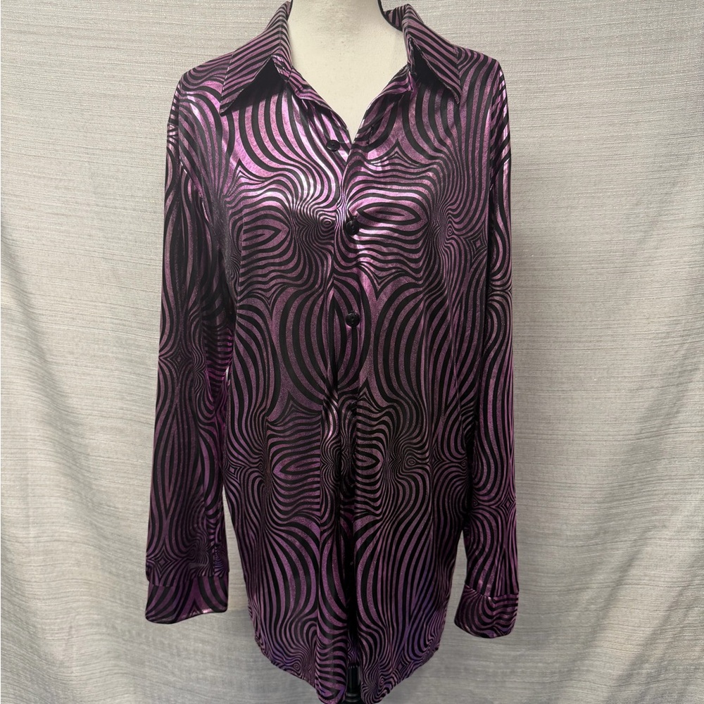 Psychedelic Swirl Button-Up Men’s Shirt - Disco shirt